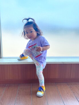 「H&M（エイチ・アンド・エム）のアイテム（レギンス/スパッツ）」を使った、りんさん（キッズ・80cm）の夏コーディネート