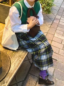 「PAR ICI（パーリッシィ）のアイテム（ベスト）」を使った、miさん（レディース・155cm）の秋コーディネート