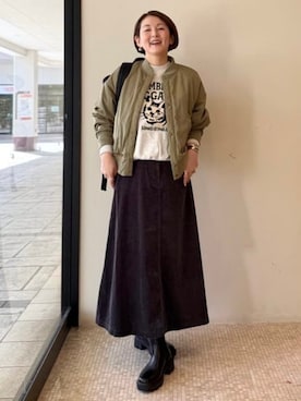「アイテム（ブルゾン）」を使った、BEAMS HEART WOMENさん（レディース・163cm）の秋コーディネート