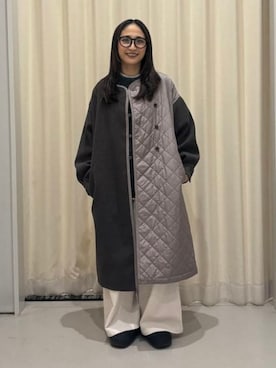 「アイテム（ノーカラーコート）」を使った、BEAMS HEART WOMENさん（レディース・154cm）の秋コーディネート