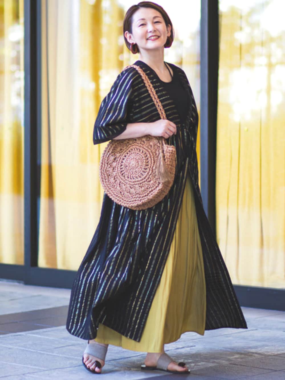 BEAMS HEART / インドコットン ラメストライプ ワンピースを使っ