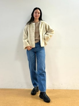 「アイテム（スラックス）」を使った、BEAMS HEART WOMENさん（レディース・168cm）の秋コーディネート