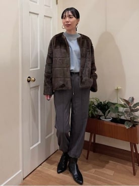 「アイテム（ノーカラージャケット）」を使った、BEAMS HEART WOMENさん（レディース・164cm）の秋コーディネート