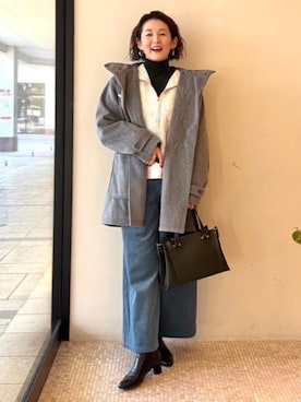 「アイテム（ダッフルコート）」を使った、BEAMS HEART WOMENさん（レディース・163cm）の秋コーディネート