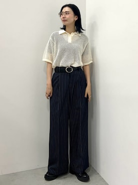 「アイテム（ポロシャツ）」を使った、BEAMS HEART WOMENさん（レディース・163cm）の冬コーディネート