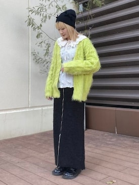 「春カラー」｜「アイテム（ニットキャップ/ビーニー）」を使った、BEAMS HEART WOMENさん（レディース・153cm）の冬コーディネート