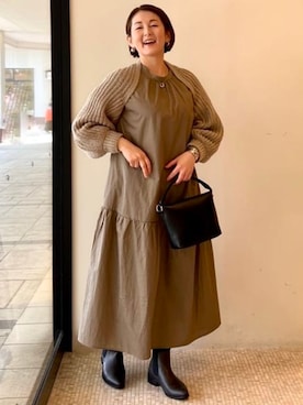 「ブーツコーデ」｜「アイテム（ワンピース/ドレス）」を使った、BEAMS HEART WOMENさん（レディース・163cm）の冬コーディネート