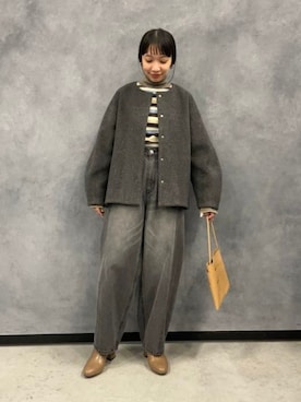 「アイテム（ノーカラージャケット）」を使った、BEAMS HEART WOMENさん（レディース・157cm）の秋コーディネート