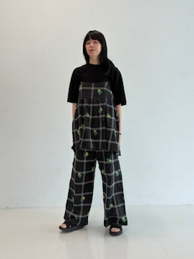 「BEAMS HEART（ビームスハート）の【EXCLUSIVE】RUSSELL ATHLETIC / ポケット Tシャツ（T Shirts、ブラック系）」を使った、BEAMS HEART WOMENさん（レディース・160cm）の夏コーディネート