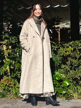 「カジュアルガーリー」｜「アイテム（ステンカラーコート）」を使った、BEAMS HEART WOMENさん（レディース・158cm）の冬コーディネート