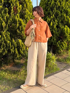 「アイテム（クラッチバッグ）」を使った、BEAMS HEART WOMENさん（レディース・158cm）の夏コーディネート