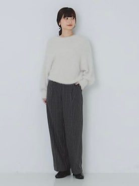 「BEAMS HEART（ビームスハート）のシャギー ジャカード 2WAY ニット プルオーバー（ニット/セーター、ブラウン系）」を使った、BEAMS HEART WOMENさん（レディース・160cm）の秋コーディネート