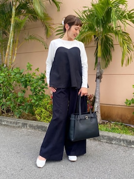 「タートルネック」｜「アイテム（スラックス）」を使った、BEAMS HEART WOMENさん（レディース・161cm）の冬コーディネート