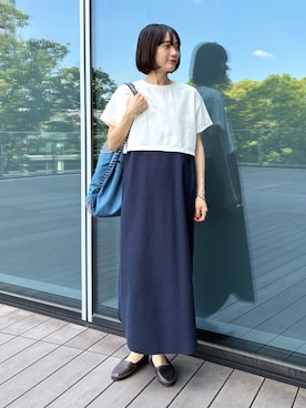 「BEAMS HEART（ビームスハート）のレイヤード カット ワンピース（セットアイテム）（ワンピース、グレー系）」を使った、BEAMS HEART WOMENさん（レディース・153cm）の春コーディネート