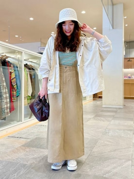 「アイテム（ポロシャツ）」を使った、BEAMS HEART WOMENさん（レディース・155cm）の春コーディネート