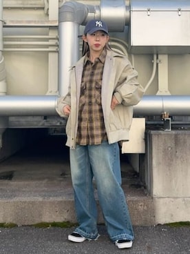 「アイテム（ライダースジャケット）」を使った、BEAMS HEART WOMENさん（レディース・154cm）の夏コーディネート