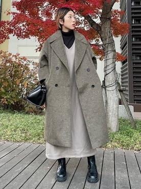 「キレイめコーデ」｜「アイテム（チェスターコート）」を使った、BEAMS HEART WOMENさん（レディース・154cm）の冬コーディネート