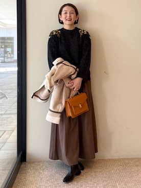 「アイテム（ムートンコート）」を使った、BEAMS HEART WOMENさん（レディース・163cm）の冬コーディネート