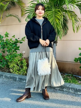 「ジップパーカーコーデ」｜BEAMS HEART WOMENさん（レディース・157cm）の冬コーディネート