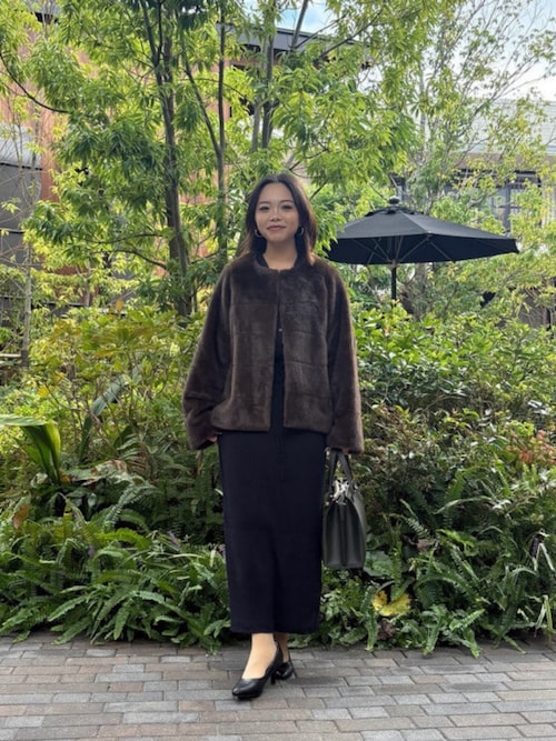 セール】【WEB限定】フェイクファーノーカラージャケット（ノーカラー