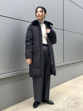 BEAMS HEART WOMEN 襟ファー付き ステッチレス ダウンコート