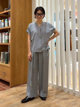 「BEAMS HEART（ビームスハート）のスキッパーネック シルケット カットソー（T Shirts、その他）」を使った、BEAMS HEART WOMENさん（レディース・160cm）の夏コーディネート