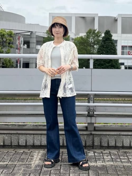 セール】ラメ タンクトップ × シアー ノースリーブ トップス