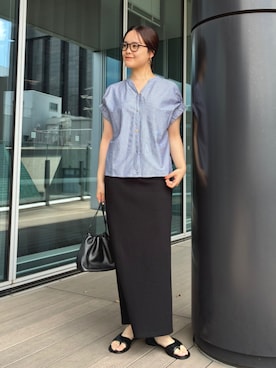 「BEAMS HEART（ビームスハート）のスキッパーネック シルケット カットソー（Tシャツ/カットソー、その他）」を使った、BEAMS HEART WOMENさん（レディース・153cm）の春コーディネート