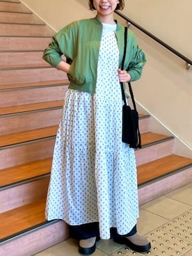 「春服」｜「アイテム（MA-1）」を使った、BEAMS HEART WOMENさん（レディース・158cm）の春コーディネート