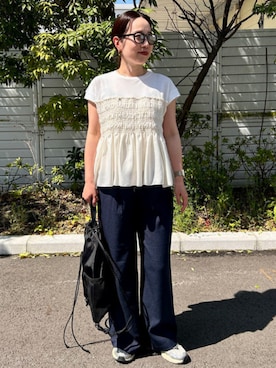 「150cm台コーデ」｜「アイテム（スラックス）」を使った、BEAMS HEART WOMENさん（レディース・160cm）の春コーディネート