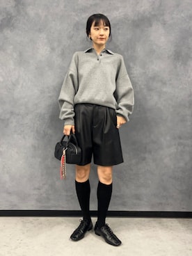 「アイテム（ポロシャツ、グレー系）」を使った、BEAMS HEART WOMENさん（レディース・160cm）の冬コーディネート