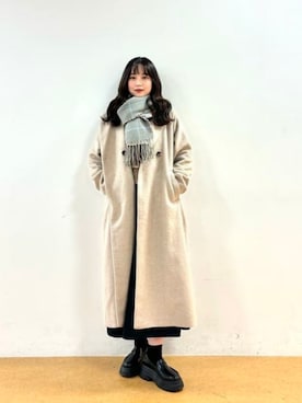 「マフラー」｜「アイテム（その他アウター）」を使った、BEAMS HEART WOMENさん（レディース・163cm）の冬コーディネート