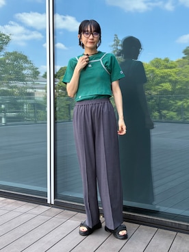 「BEAMS HEART（ビームスハート）のスニーカー サンダル（サンダル、ブラック系）」を使った、BEAMS HEART WOMENさん（レディース・153cm）の春コーディネート