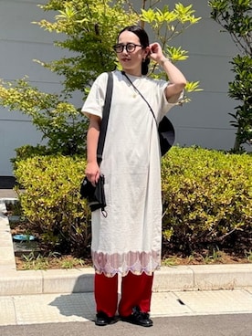 「アイテム（その他パンツ、レッド系）」を使った、BEAMS HEART WOMENさん（レディース・160cm）の夏コーディネート