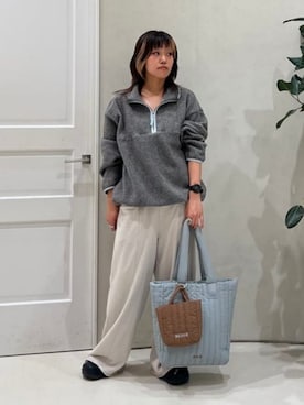 「BEAMS HEART（ビームスハート）のヴィンテージライク スウェット パンツ（スウェットパンツ、ホワイト系）」を使った、BEAMS HEART WOMENさん（レディース・160cm）の秋コーディネート