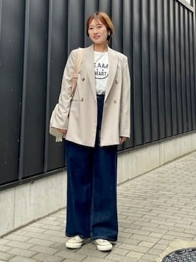 「BEAMS HEART（ビームスハート）のアイテム（テーラードジャケット）」を使った、BEAMS HEART WOMENさん（レディース・157cm）の春コーディネート