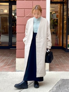 「マイベストコーデ2023」｜「アイテム（ノーカラーコート）」を使った、BEAMS HEART WOMENさん（レディース・153cm）の冬コーディネート