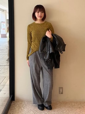 「アイテム（ライダースジャケット）」を使った、BEAMS HEART WOMENさん（レディース・169cm）の秋コーディネート