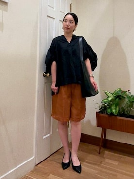 「ブラウンコーデ」｜「アイテム（トートバッグ）」を使った、BEAMS HEART WOMENさん（レディース・160cm）の夏コーディネート