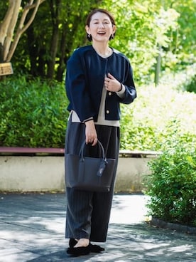 「アイテム（ノーカラージャケット）」を使った、BEAMS HEART WOMENさん（レディース・163cm）の秋コーディネート