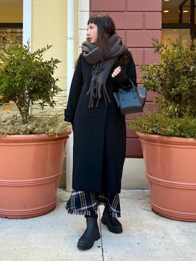 「マイベストコーデ2023」｜「アイテム（ノーカラーコート）」を使った、BEAMS HEART WOMENさん（レディース・163cm）の冬コーディネート