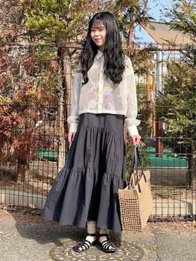 BEAMS HEART WOMENさんの「【3色展開】ノースリーブ ティアードワンピース」を使ったコーディネート