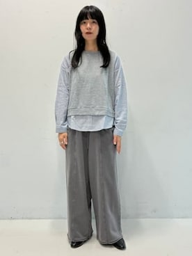 「BEAMS HEART（ビームスハート）のヴィンテージライク スウェット パンツ（スウェットパンツ、グレー系）」を使った、BEAMS HEART WOMENさん（レディース・160cm）の秋コーディネート