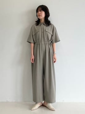「BEAMS HEART（ビームスハート）のレース編み ミュール サンダル（Sandals、ホワイト系）」を使った、BEAMS HEART WOMENさん（レディース・160cm）の夏コーディネート