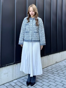 「アイテム（ノーカラージャケット）」を使った、BEAMS HEART WOMENさん（レディース・162cm）の冬コーディネート