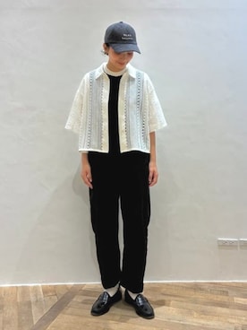 「BEAMS HEART（ビームスハート）のパイル 刺繍 キャップ（キャップ、グレー系）」を使った、BEAMS HEART WOMENさん（レディース・153cm）の春コーディネート