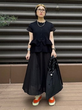 「BEAMS HEART（ビームスハート）の2WAY ワンピース（ワンピース、ブラック系）」を使った、BEAMS HEART WOMENさん（レディース・153cm）の春コーディネート