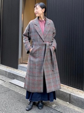「ママファッション」｜「アイテム（チェスターコート）」を使った、BEAMS HEART WOMENさん（レディース・162cm）の秋コーディネート