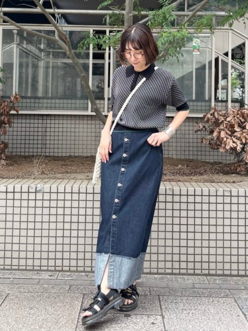 セール】【WEB限定】ターンバックデニム ボタン スカート（S～M