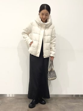 「キャミワンピ」｜「アイテム（ダウンジャケット/コート）」を使った、BEAMS HEART WOMENさん（レディース・160cm）の秋コーディネート